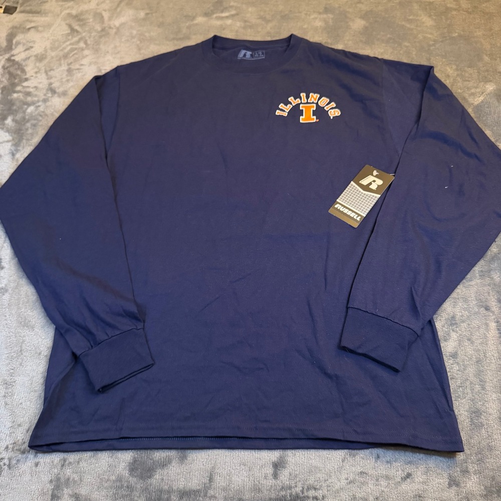 Russell Athletic Navy University Illinois Fighting Long Sleeve Shirt Mens Large